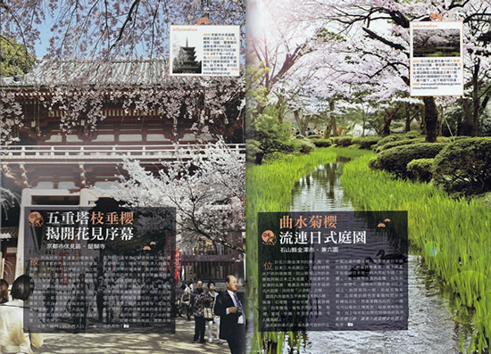 日本の花見スポットを紹介する台湾の旅行雑誌