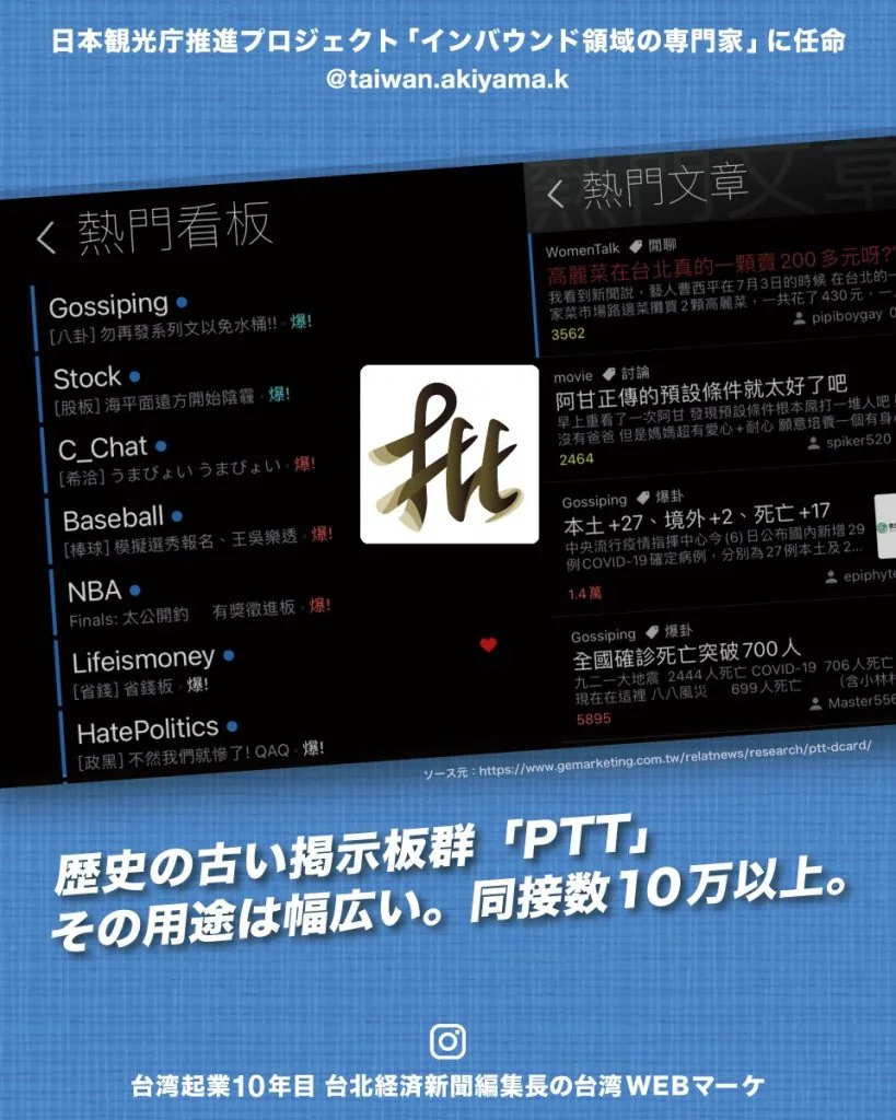 台湾のptt / 日本で言うところのオープンな2ちゃんねる